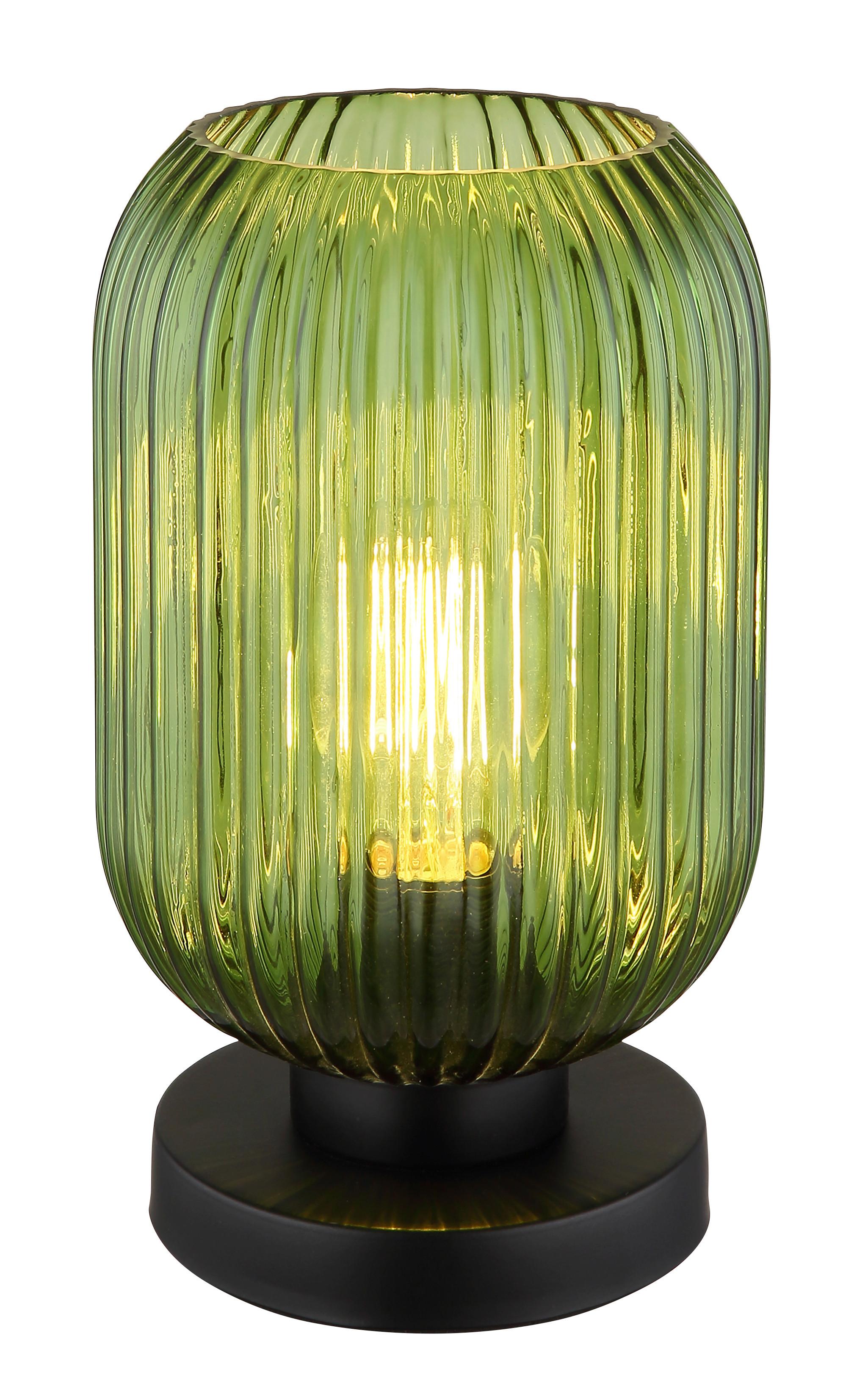 TISCHLEUCHTE 15469TG - Schwarz/Grün, Konventionell, Glas/Metall (14/24cm) - Globo