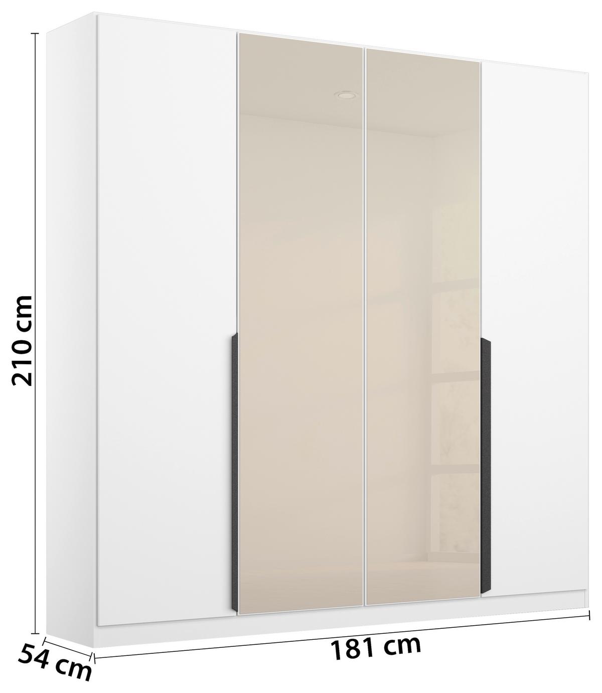 DULAP USI ROTATIVE ARTEMIS - alb/șampanie, Modern, sticlă/material pe bază de lemn (181/210/54cm) - Modern Living