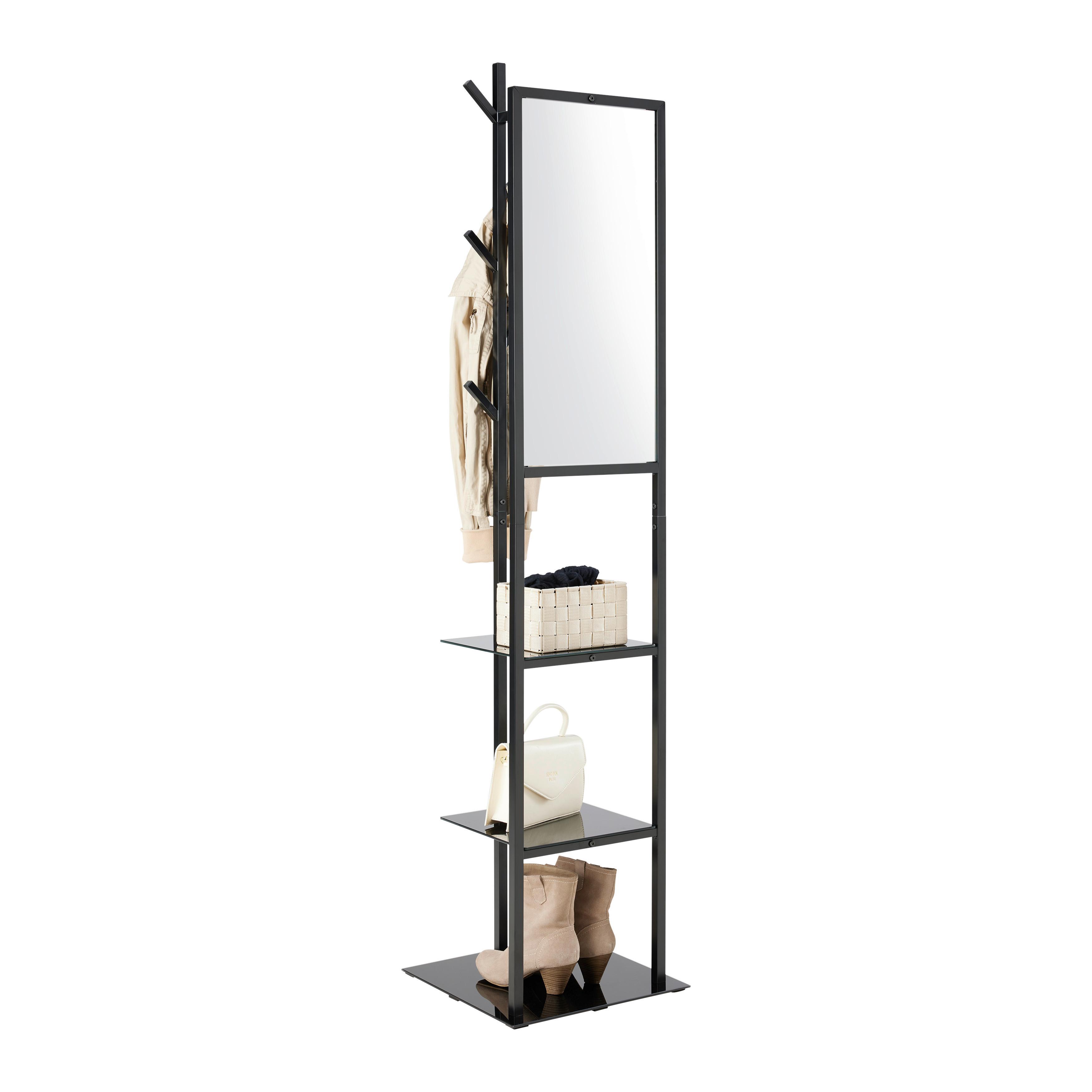 Garderobenständer Imola Schwarz - Schwarz, Modern, Glas/Metall (40/182/40cm) - Mömax
