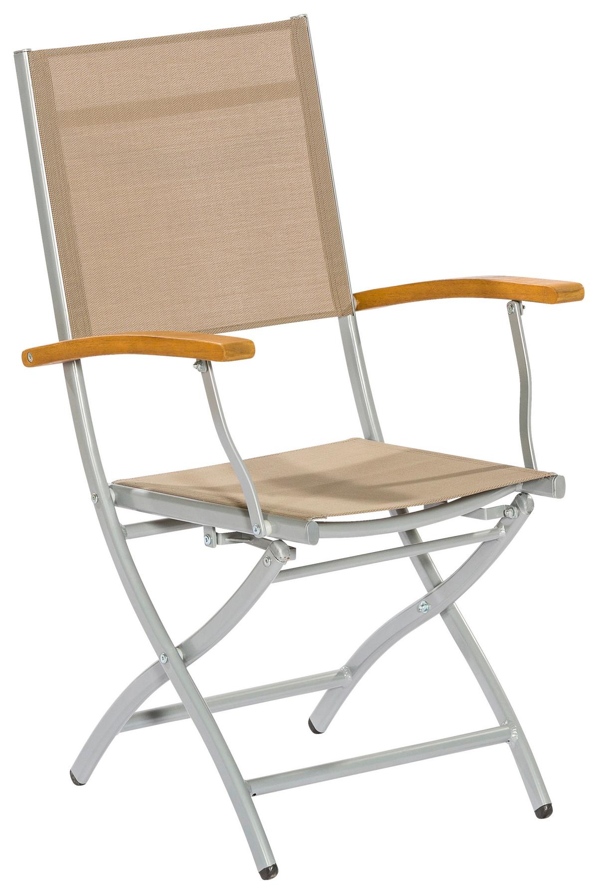 Vrtni Stol Naxos, Zložljiv, Aluminij, 2 Kos - srebrne barve/siva, Konvencionalno, kovina/tekstil (57/92/60cm) - Gardenson
