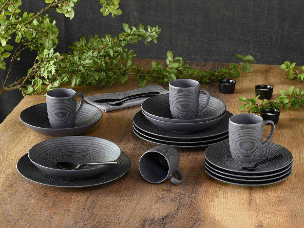 Kombiservice Catania Anthrazit, 16-teilig - Anthrazit, Design, Keramik - Creatable