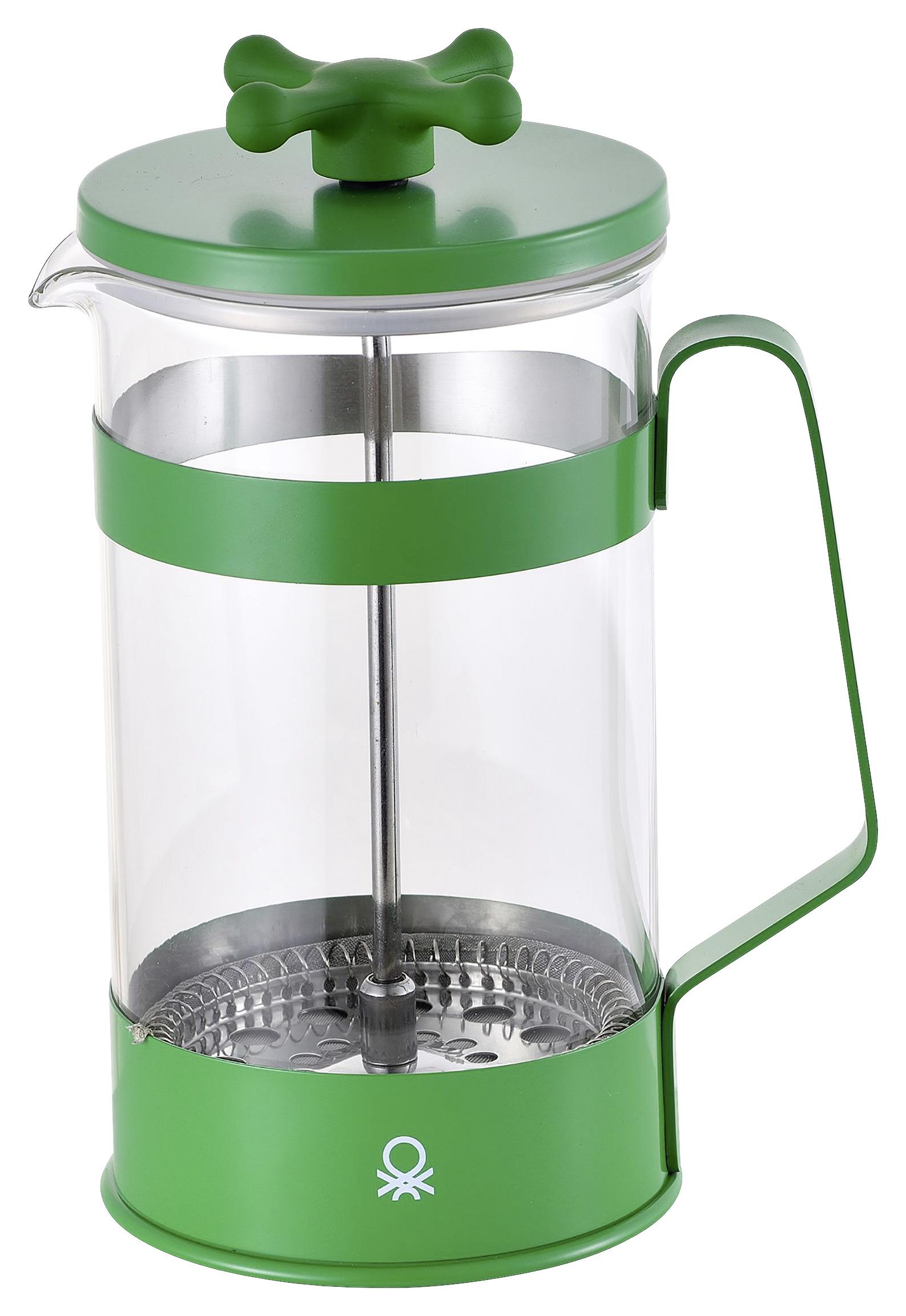 Kaffeebereiter Benetton in Grün ca. 600ml - Edelstahlfarben/Transparent, Basics, Glas/Kunststoff (13.3/9.2/18.1cm) - Benetton