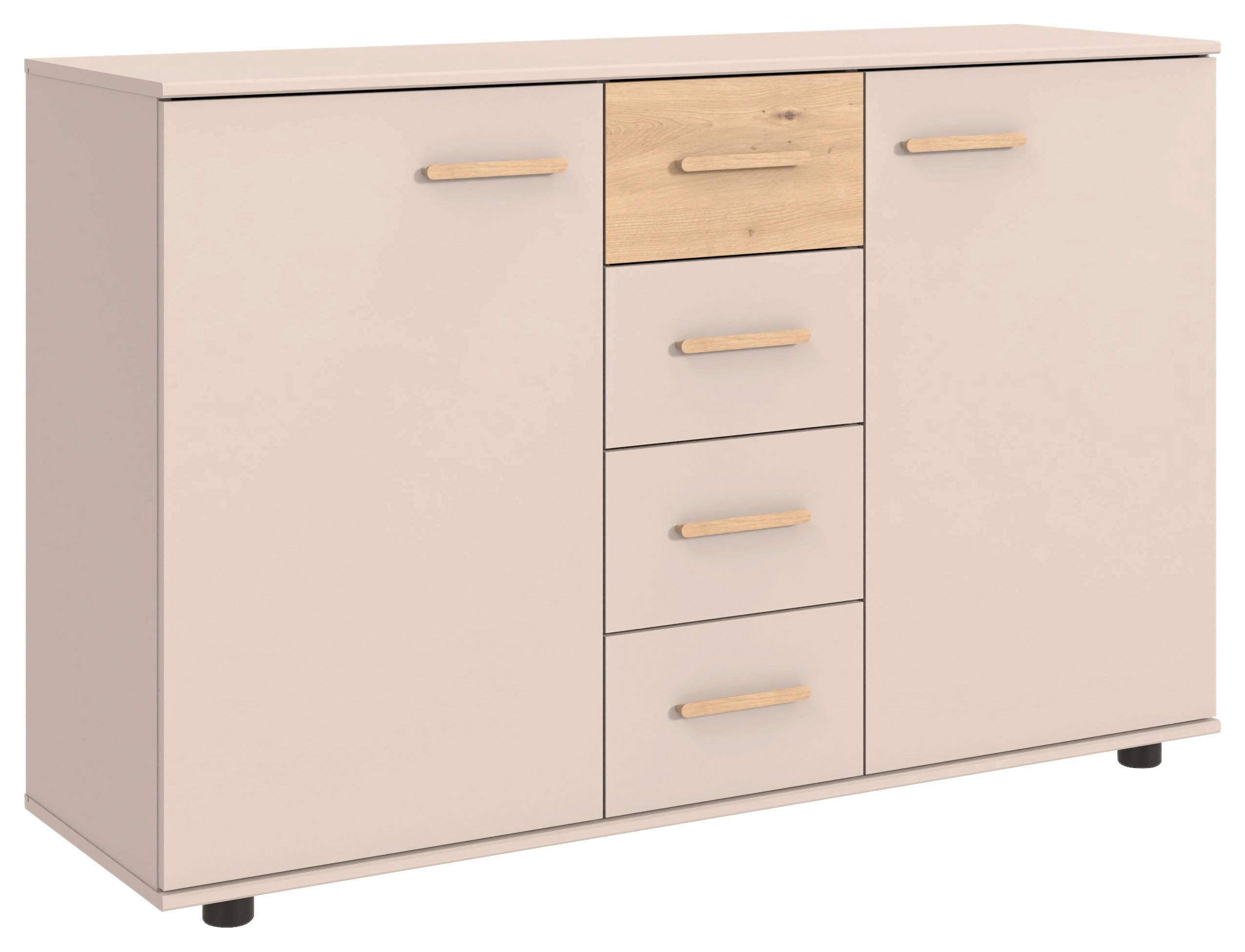 Kommode Lumio Kaschmir/Eiche Artisan - Kaschmir/Schwarz, KONVENTIONELL, Holzwerkstoff/Kunststoff (130/83/41cm) - Modern Living