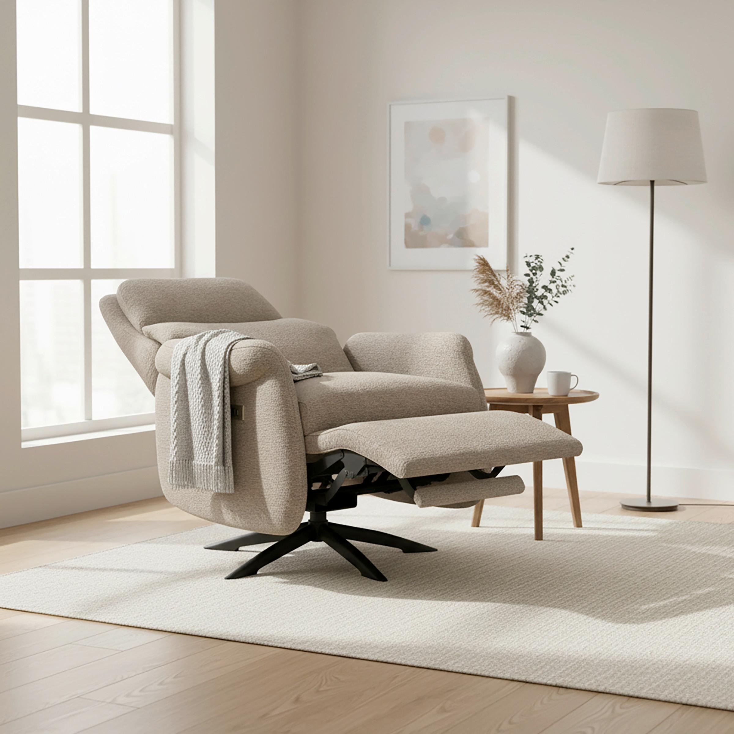 RELAXFÅTÖLJ ALICE - brun/svart, Modern, metall/trä (76/110/94cm) - Bessagi Home