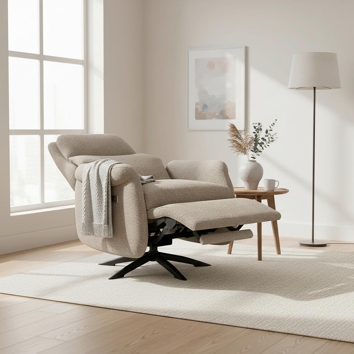 FOTEL RELAKSACYJNY ALICE - czarny/brązowy, Modern, metal/drewno (76/110/94cm) - Bessagi Home