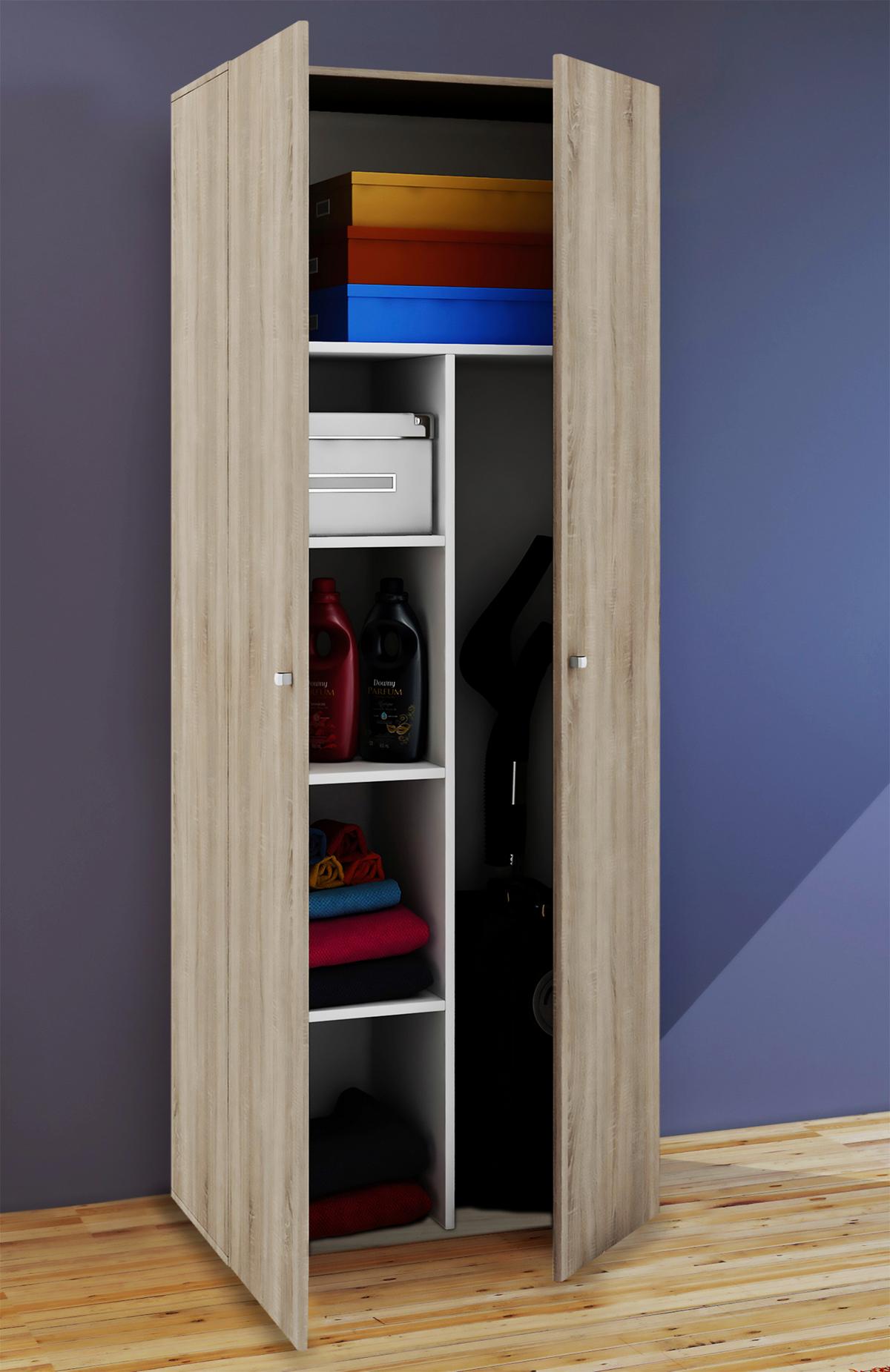 Mehrzweckschrank Vandol ca. 70x178x40 cm Eichefarben - Eichefarben/Silberfarben, Basics, Holzwerkstoff/Kunststoff (70/178/40cm) - MID.YOU