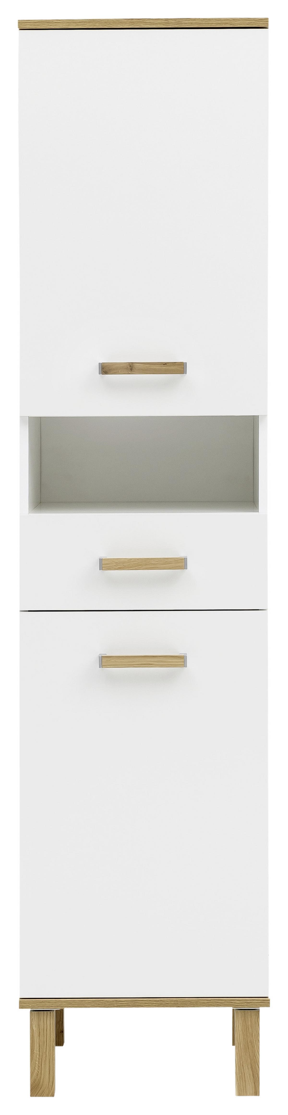 Hochschrank "Padua" , weiß - Eichefarben/Weiß, MODERN, Holz/Holzwerkstoff (40,4/178,5/35,0cm) - MID.YOU