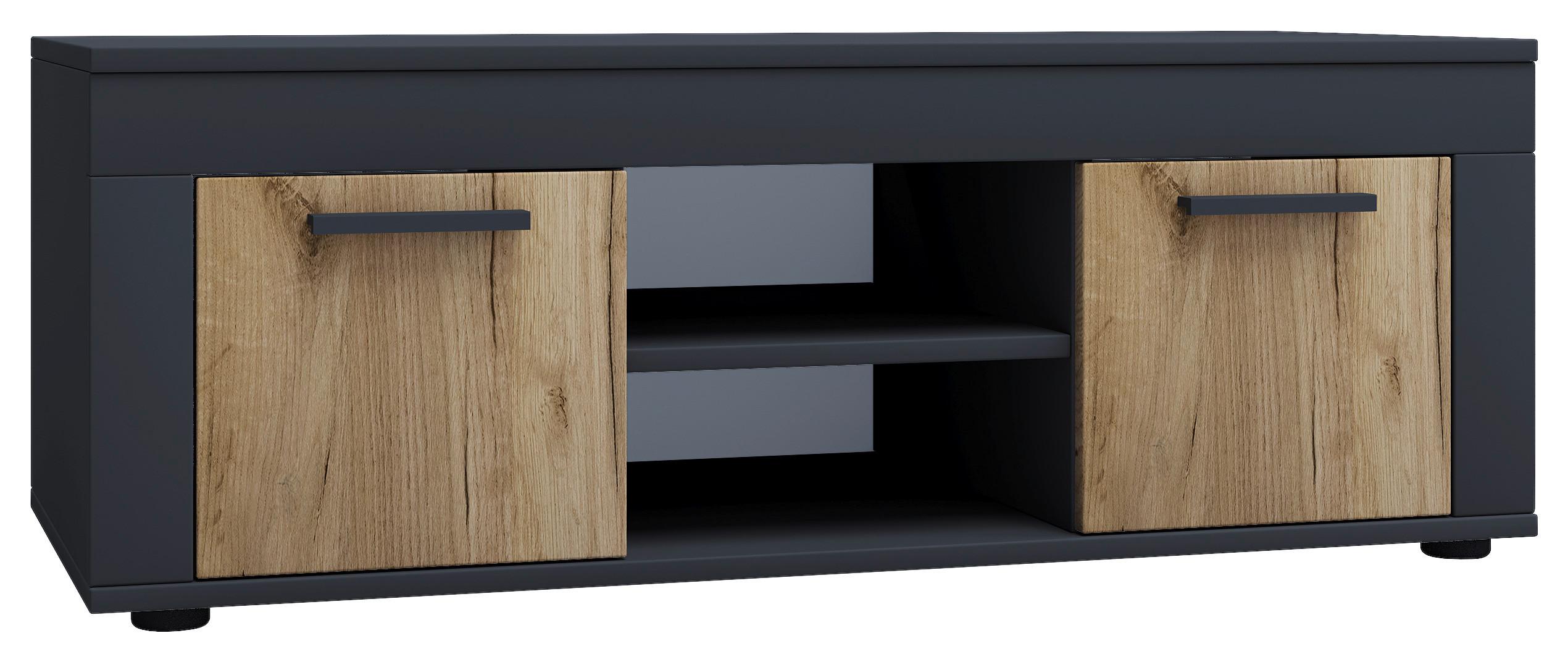 LOWBOARD USILO - Honigeiche/Anthrazit, Design, Holzwerkstoff/Kunststoff (102/37/45cm) - MID.YOU