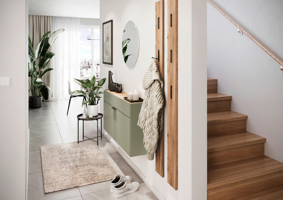 SZAFKA NA BUTY GW-AMECA - kolor dębowy/czarny, Design, materiał drewnopochodny/metal (110/57/22cm)