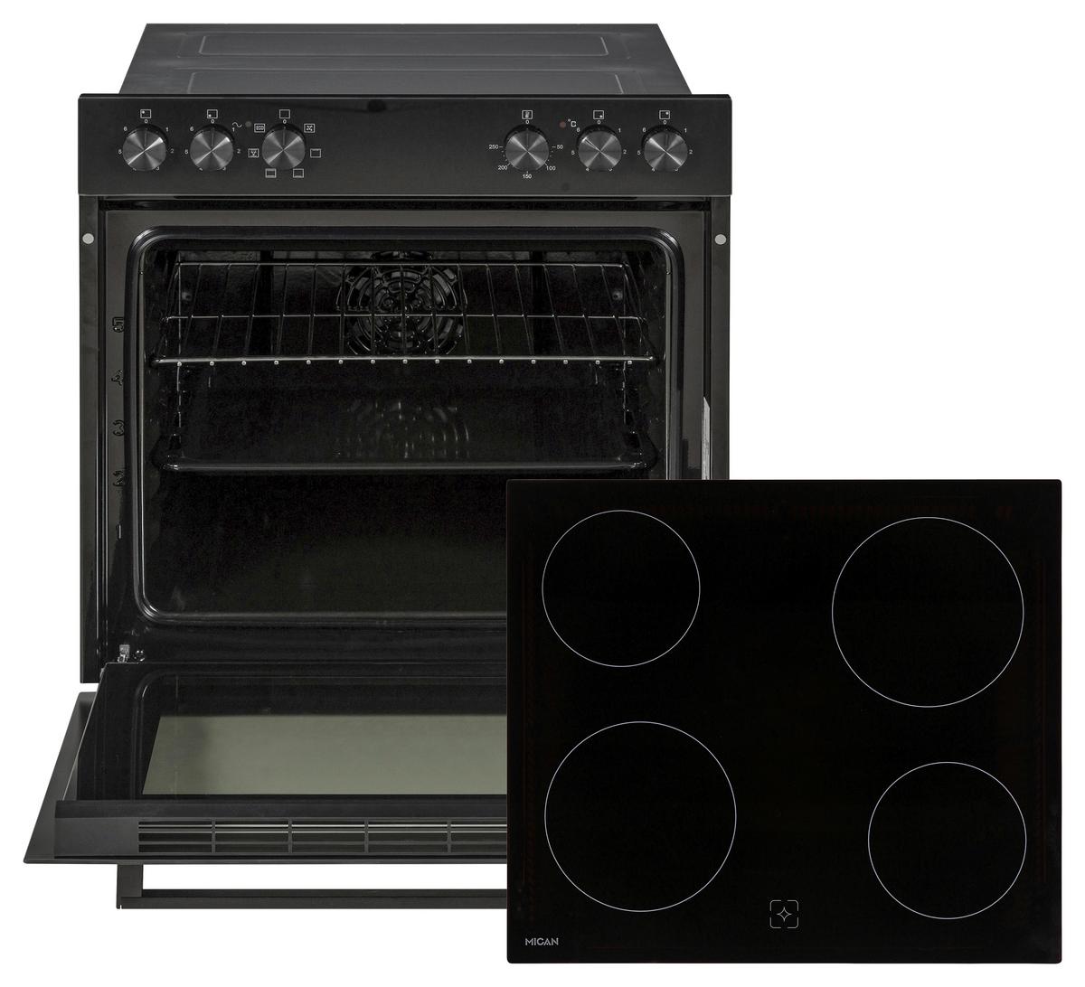 Set Ploča+pećnica Hsu73s - crna, Basics, staklo/metal (60/60,5/31,5cm) - Mican