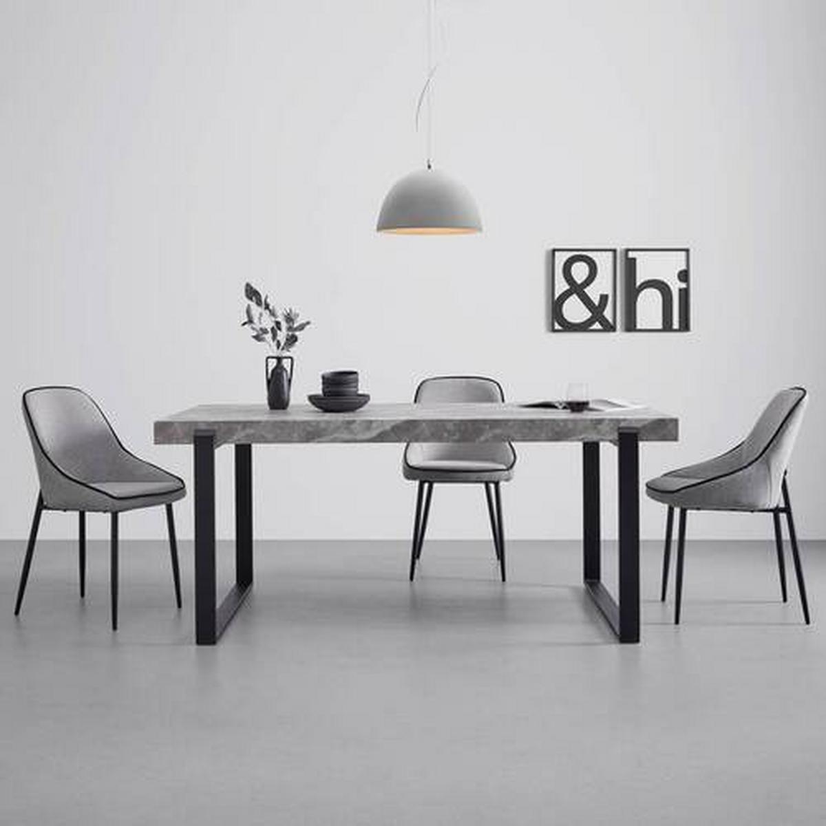 table 180x90x76cm - Schwarz/Grau, Modern, Holzwerkstoff/Metall (180/90/76cm) - Bessagi Home