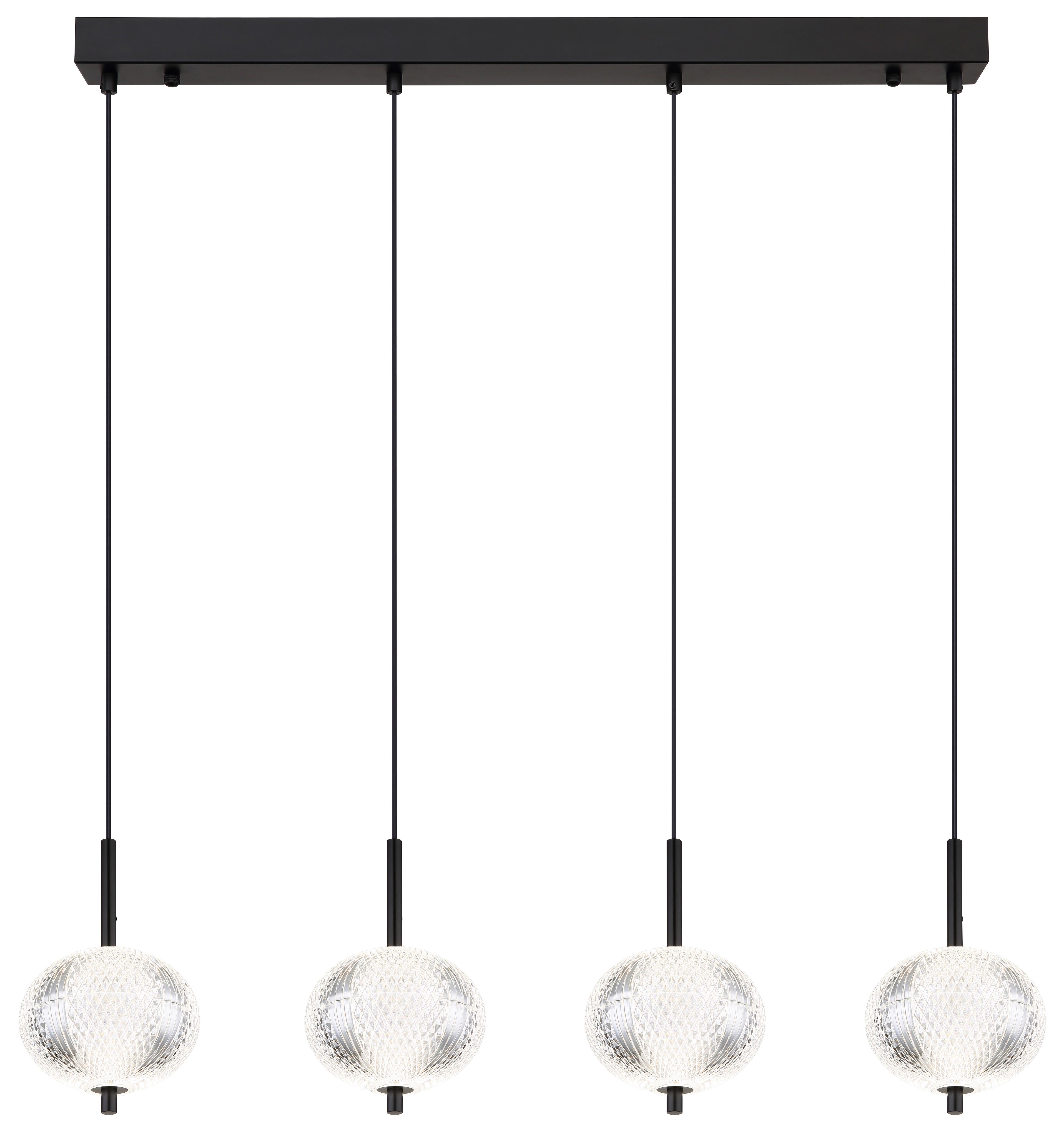 LED-Hängeleuchte Aida Klar/Schwarz max. 23 Watt - Klar/Schwarz, KONVENTIONELL, Kunststoff/Metall (85/15/120cm) - Globo