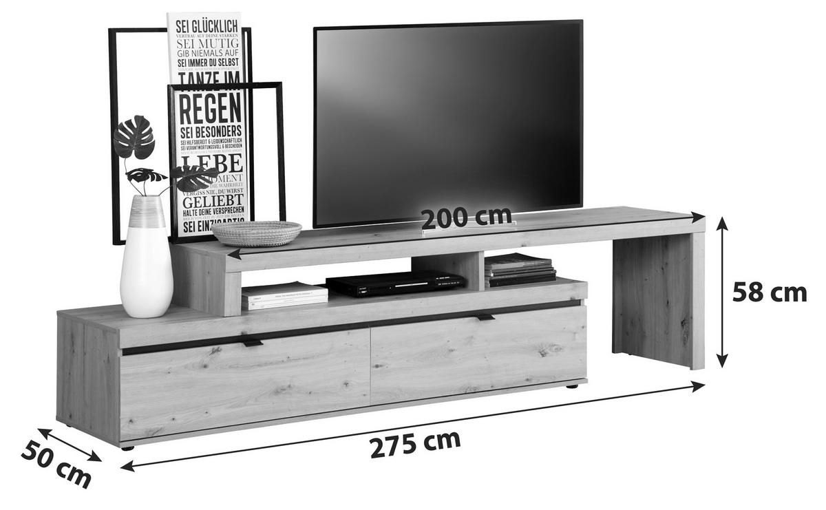 Comodă TV NYON - stejar Artisan, Modern, material pe bază de lemn (200-275/58/50cm) - Modern Living