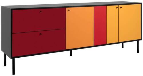 Tv-szekrény Lucca - fekete/színes, Design, faalapú anyag/fém (184,5/70/40cm) - MID.YOU