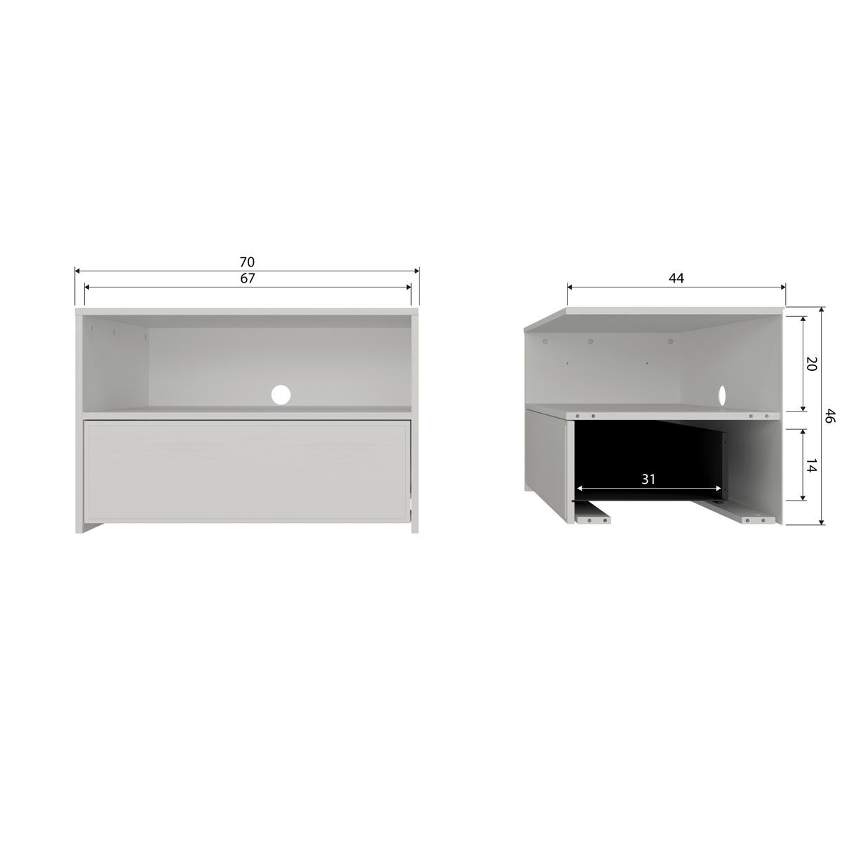 LOWBOARD Yissa Grau B: 70cm - Grau, Design, Holz (70/46/44cm) - Livetastic