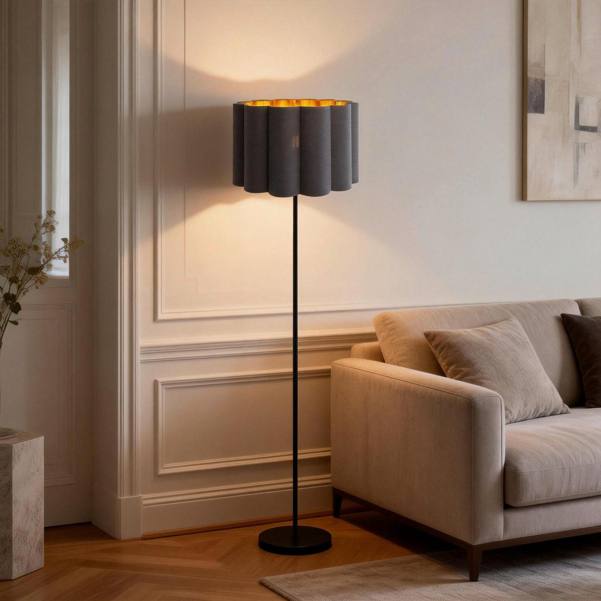 LAMPA STOJĄCA LUNA - czarny/szary, Trend, tworzywo sztuczne/metal (40/150cm) - Novel