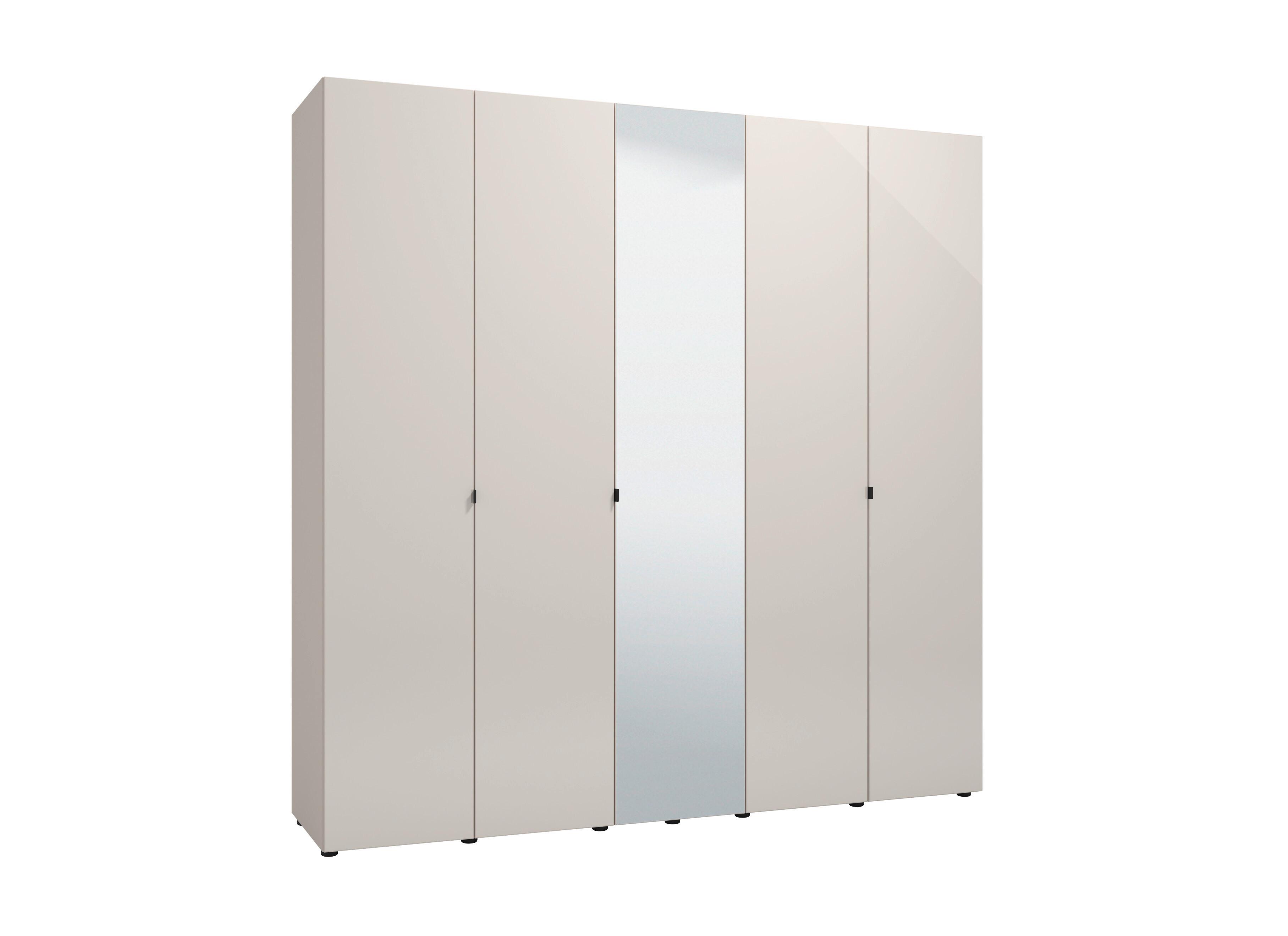 Ruhásszekrény Tükörrel Lucca - kasmír/fehér, Basics, faalapú anyag/Üveg (224/226,5/56,5cm)