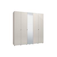 Ruhásszekrény Tükörrel Lucca - kasmírszínű/fehér, Basics, faalapú anyag/Üveg (224/226,5/56,5cm)