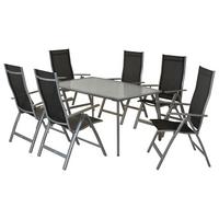 Vrtni Set Carrara, 7-Delni - srebrne barve/črna, Moderno, kovina/tekstil - Gardenson