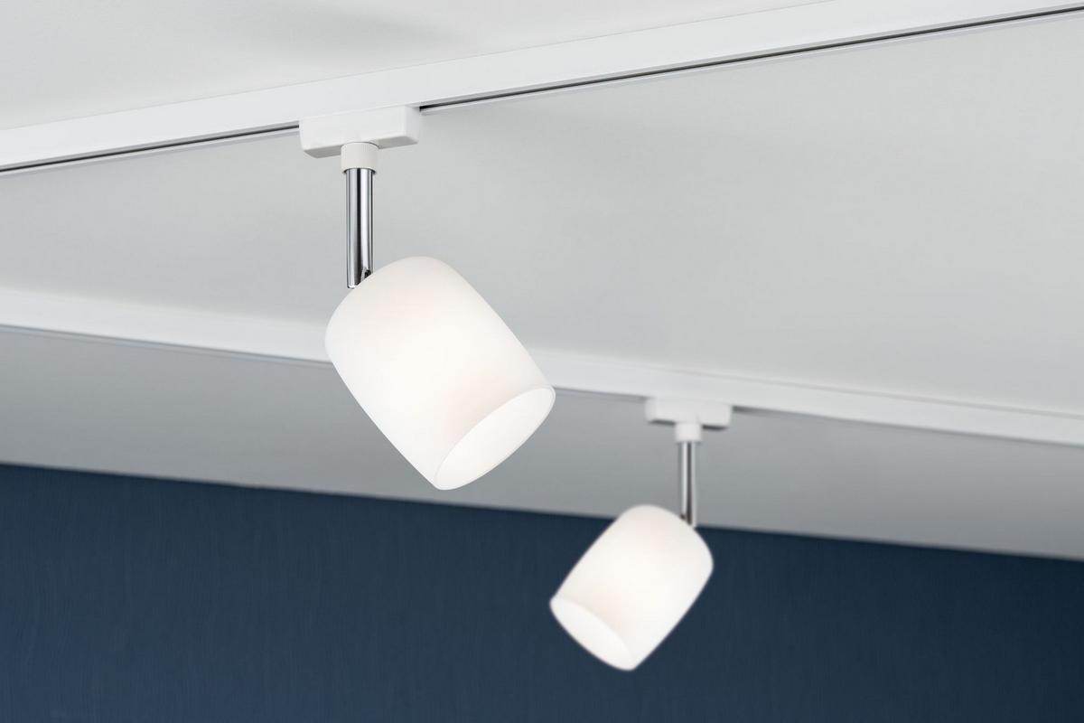 Schienensystem-Strahler Spot Blossom max. 10 Watt - Chromfarben/Weiß, Design, Glas/Metall (7,4/12,8/11,5cm) - Paulmann