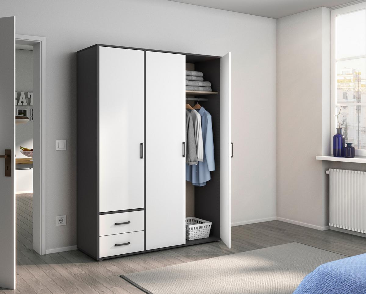 DULAP  USI ROTATIVE VOYAGER - alb/gri, Modern, material pe bază de lemn (140/194/53cm) - Modern Living