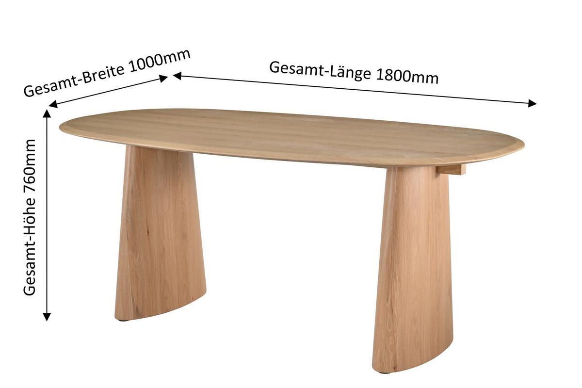 Jedilna Miza Palma, Barva Hrasta, 180x100 - naravne barve, Moderno, leseni material/les (180/100/75cm) - MID.YOU
