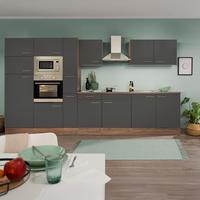 Küchenblock mit Geräten Grau/Eiche B: ca. 360 cm - Edelstahlfarben/Eichefarben, Design, Holzwerkstoff/Metall (360cm) - Respekta