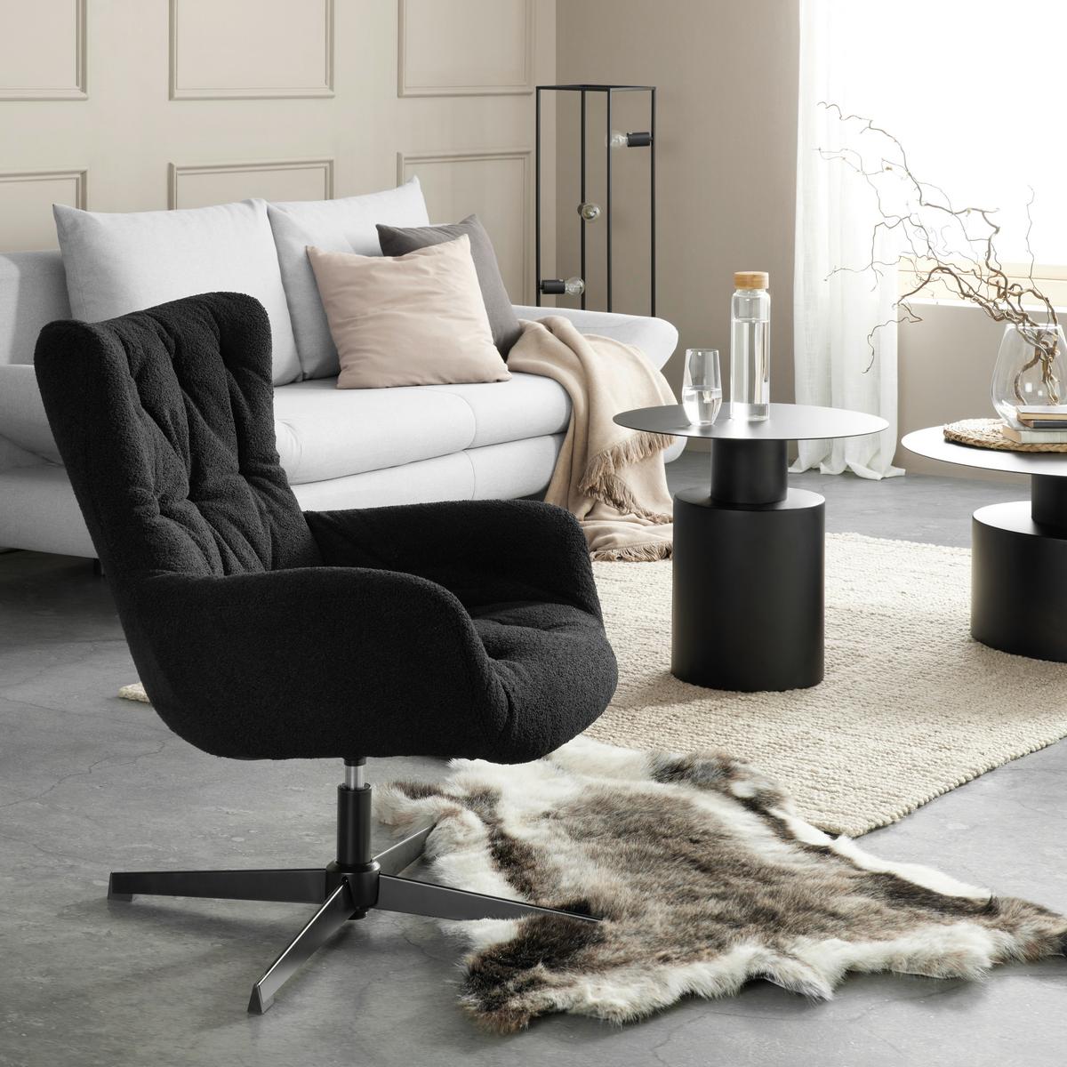 Drehstuhl in Schwarz - Schwarz, Modern, Holz/Textil (85/89/77cm) - Premium Living