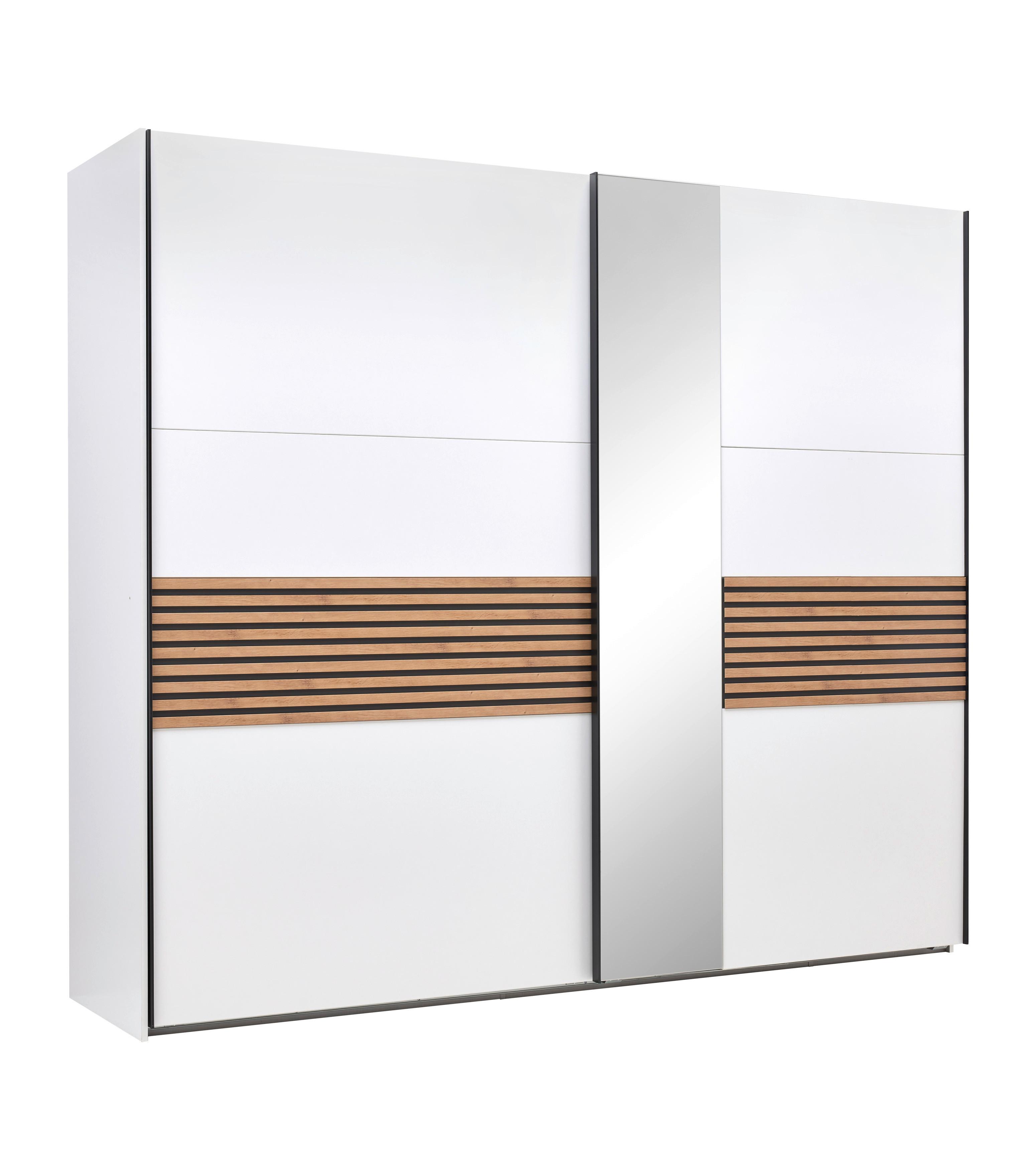 SZAFA PRZESUWNA/PODWIESZ.DRZWI LEO -EXKLUSIV- - biały/czarny, Konventionell, materiał drewnopochodny/metal (250/216/65cm) - Premium Living