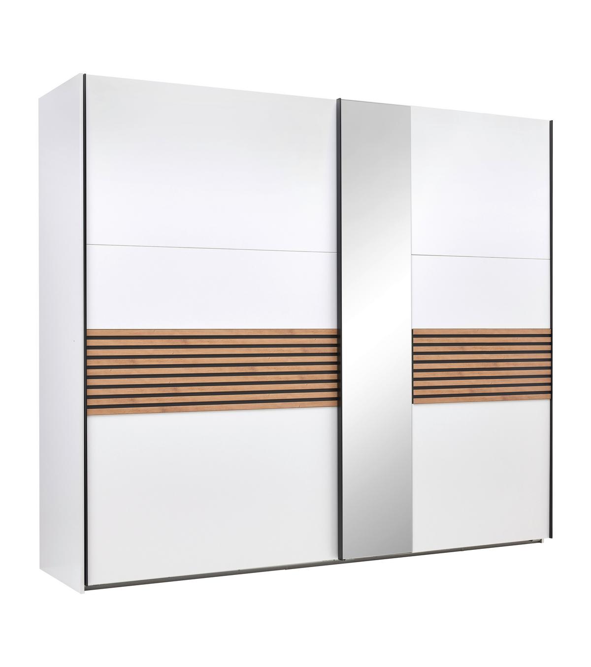 SZAFA PRZESUWNA/PODWIESZ.DRZWI LEO -EXKLUSIV- - biały/czarny, Konventionell, materiał drewnopochodny/metal (250/216/65cm) - Premium Living