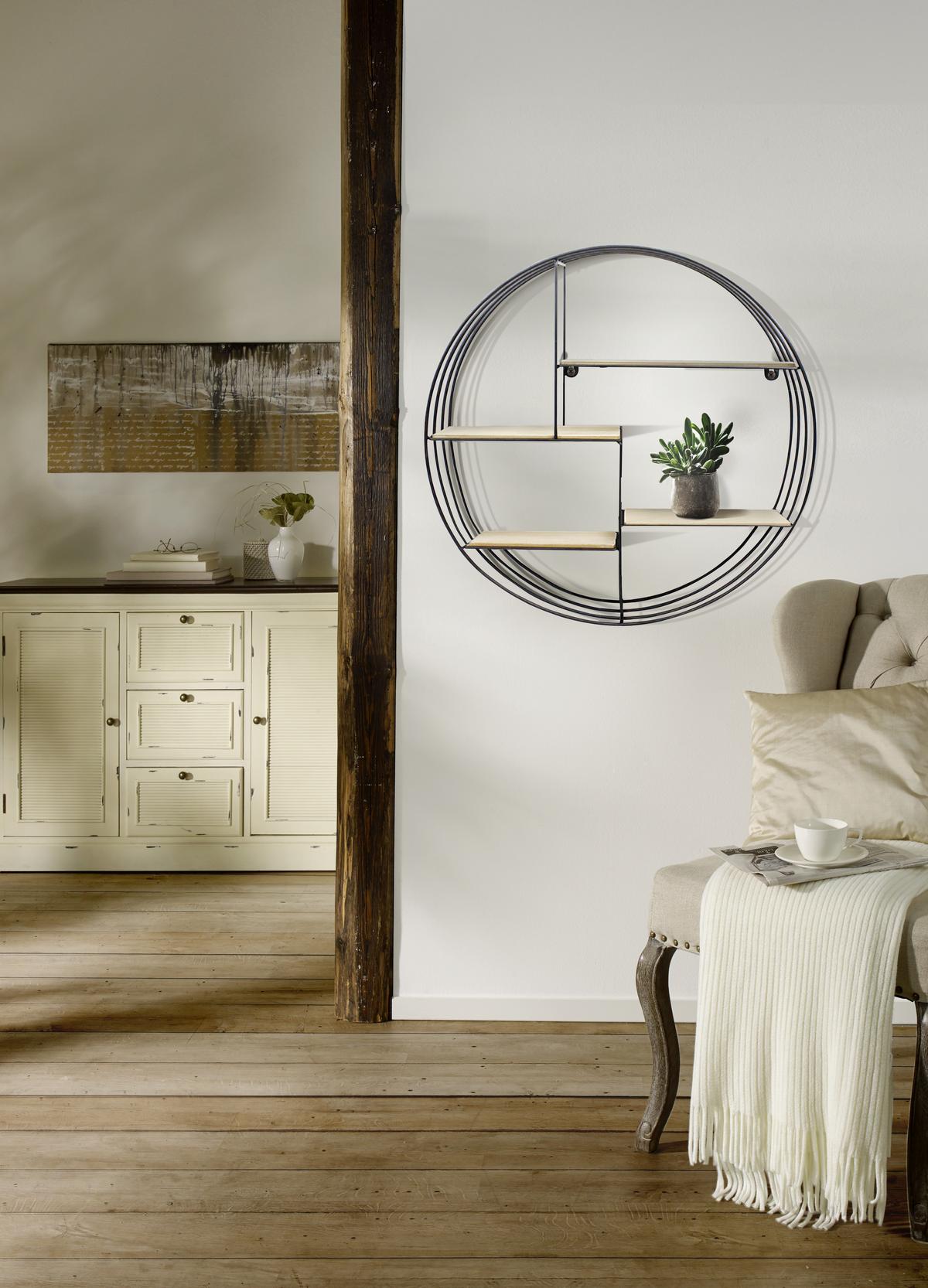 REGAŁ ŚCIENNY HANNA - czarny/jasnobrązowy, Lifestyle, materiał drewnopochodny/metal (45/45/11cm) - Landscape