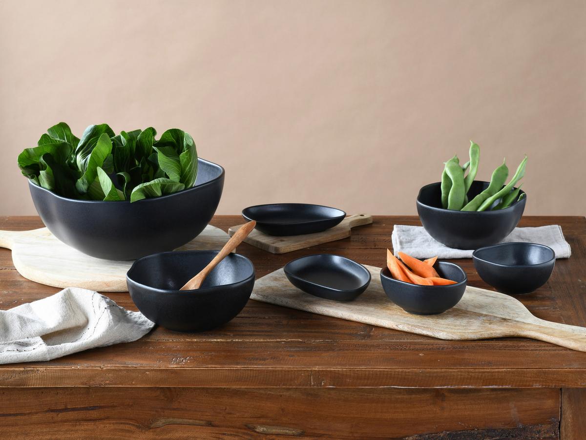 Tafelservice Natura Organic Schwarz, 12-teilig - Schwarz, Basics, Keramik - Creatable