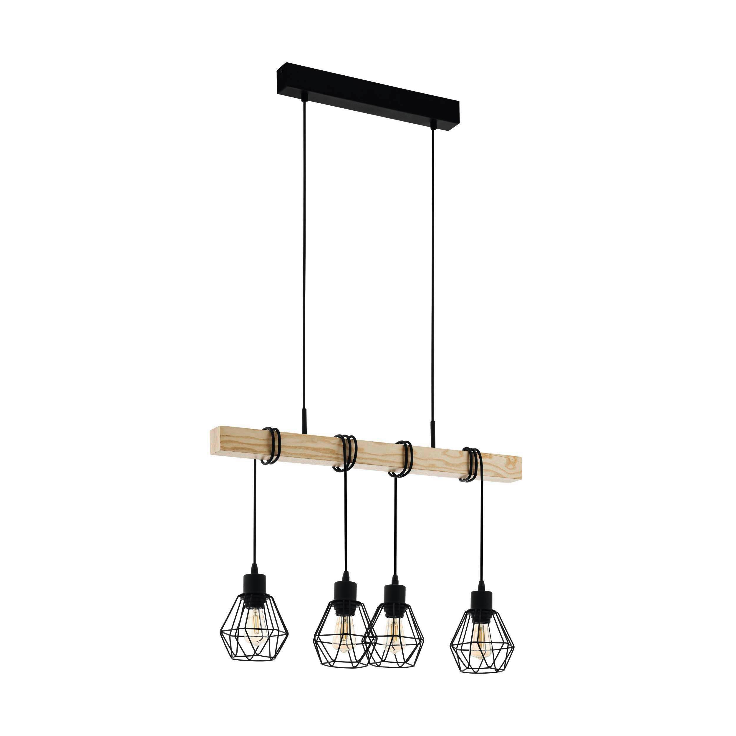 Hängeleuchte 34041 Townshend 5 Braun/schw. - Schwarz/Braun, Basics, Holz/Metall (70/20/110cm) - Eglo