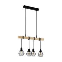 Hängeleuchte 34041 Townshend 5 Braun/schw. - Schwarz/Braun, Basics, Holz/Metall (70/20/110cm) - Eglo
