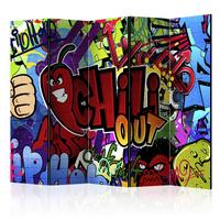 Paravan Chili Out I, 5-Delni, Dvostranski - temno roza/večbarvno, Basics, tekstil/les (225/172/3cm) - artgeist