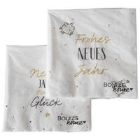 Serviette Lucky I diverse Motive - Goldfarben/Weiß, Design, Papier (16,5/16,5/3cm) - Mömax