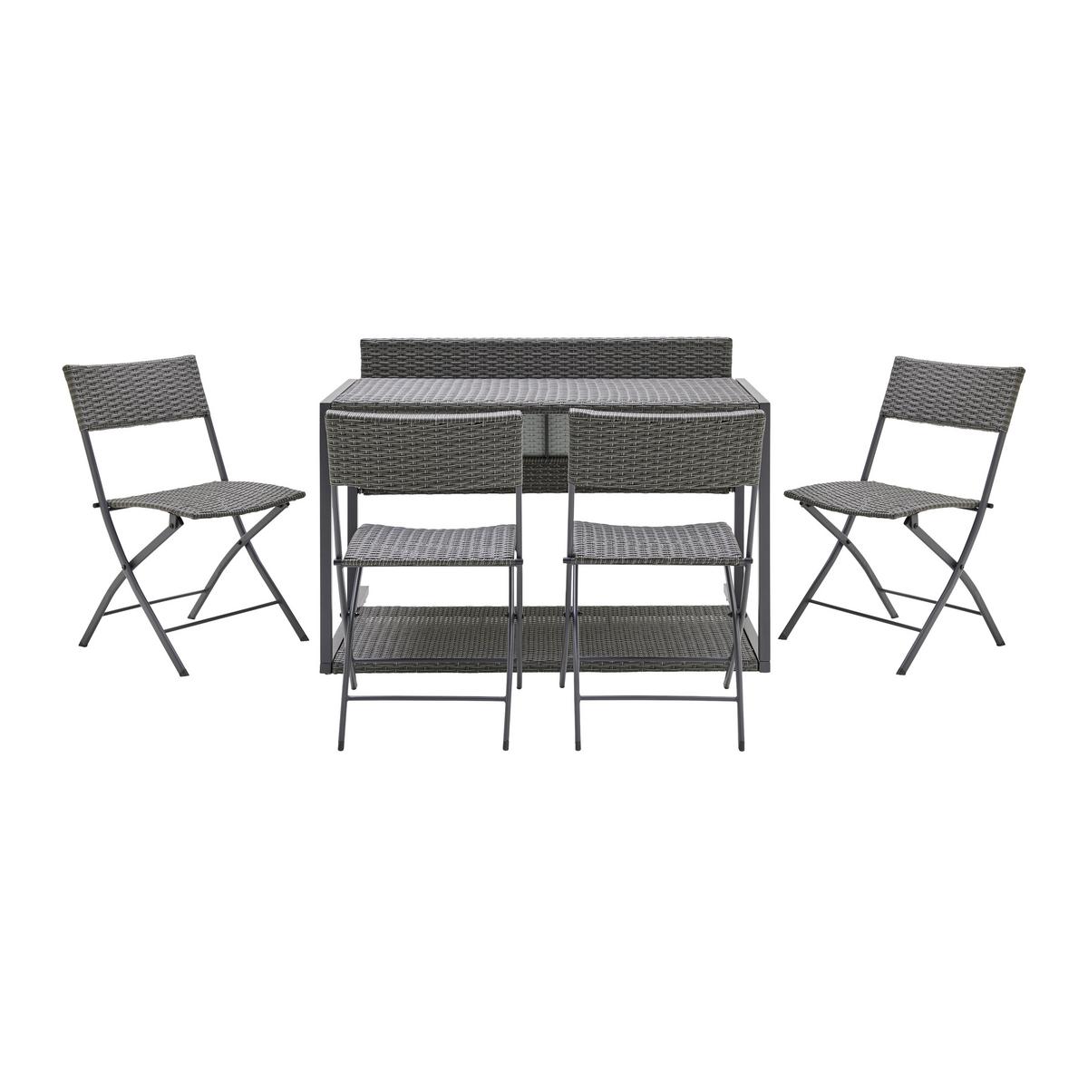 Balkonszett Mario Ii - világosszürke/szürke, Modern, műanyag/textil (120/75/105cm) - Bessagi Garden