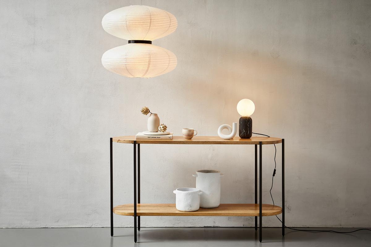 STÓŁ KONSOLA LTZ-312 - czarny/jasnobrązowy, Trend, metal/drewno (140/80/40cm) - Livetastic