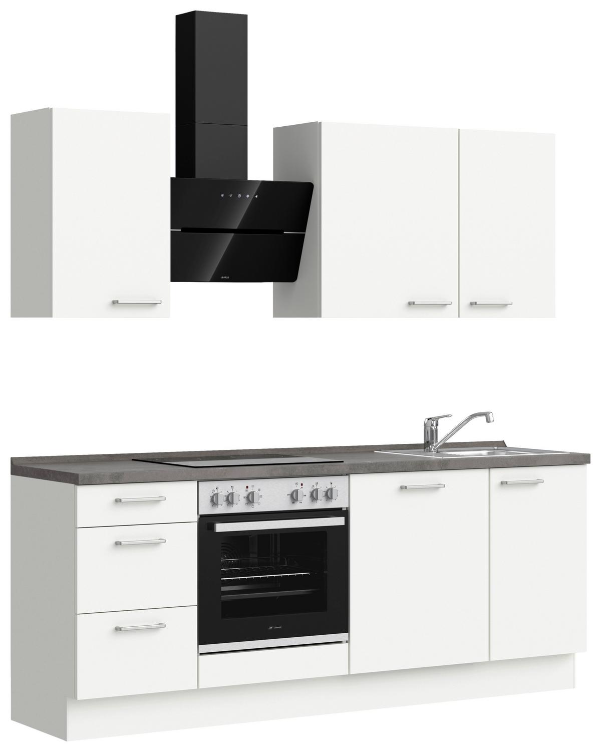 Küchenleerblock Touch High o. Geräte Weiß - Edelstahlfarben/Weiß, MODERN, Holzwerkstoff/Metall (210cm) - Nobilia