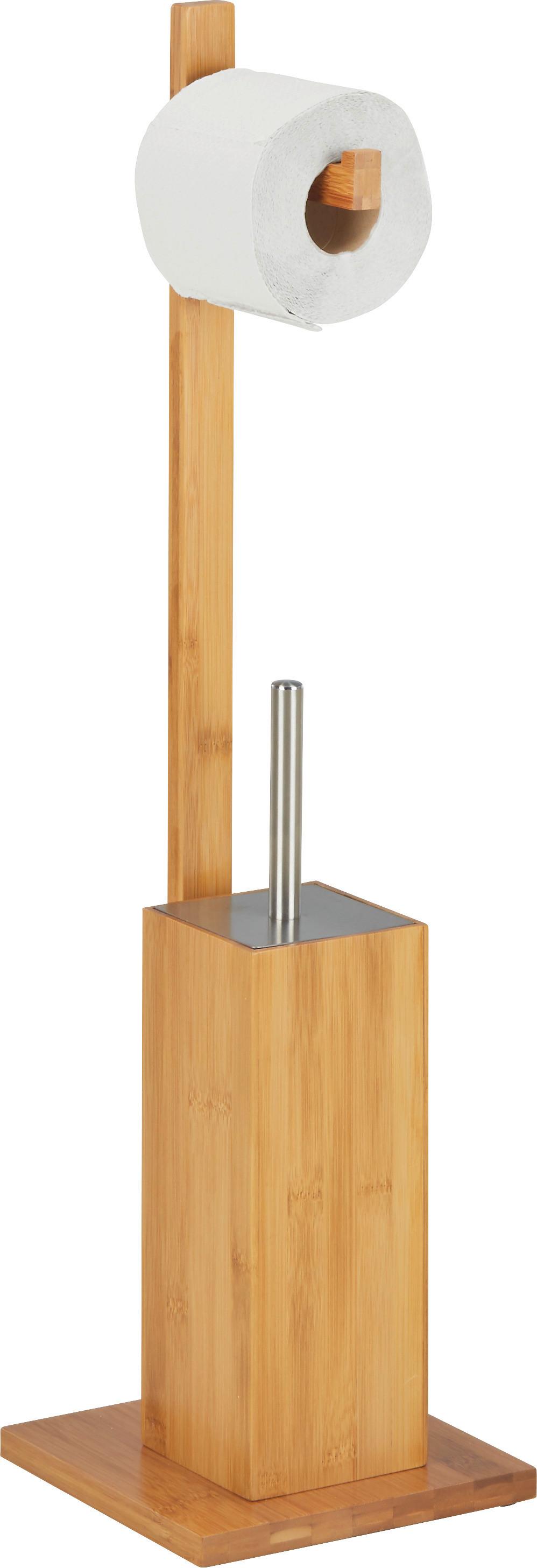 WC-Bürstenkombination in Naturfarben/Edelstahlfarben - Edelstahlfarben/Naturfarben, MODERN, Holz/Kunststoff (19/70,5/19cm) - Mömax