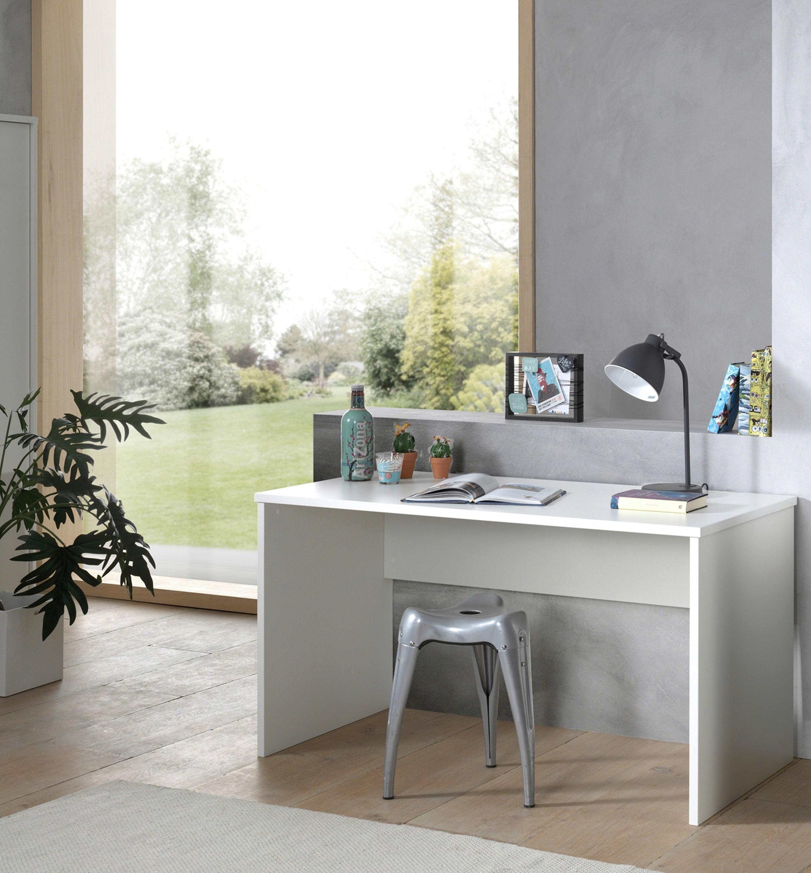 Jugendschreibtisch B 140cm H 75cm London, Weiß - Weiß, MODERN, Holzwerkstoff (140/65/75cm) - MID.YOU