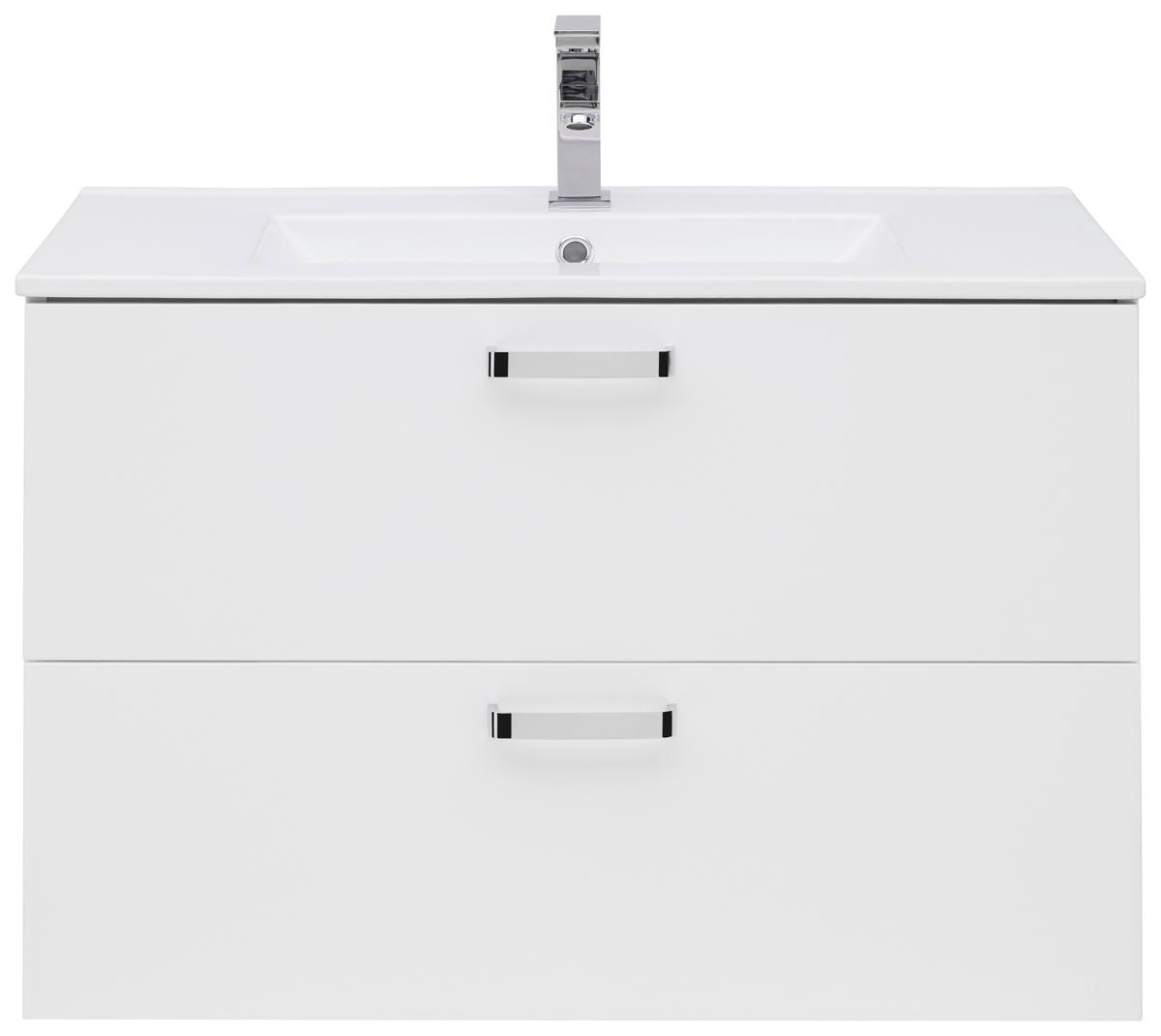 Bază cu lavoar Fresh - alb/alb lucios intens, Konventionell, ceramică/material pe bază de lemn (81/56/46,5cm) - Ondega