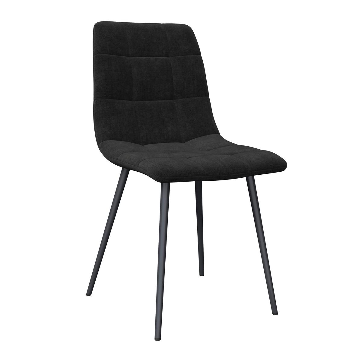 Stuhl Ria Schwarz Mikrofaser Gepolstert - Schwarz, MODERN, Textil/Metall (44/87/54cm) - Bessagi Home