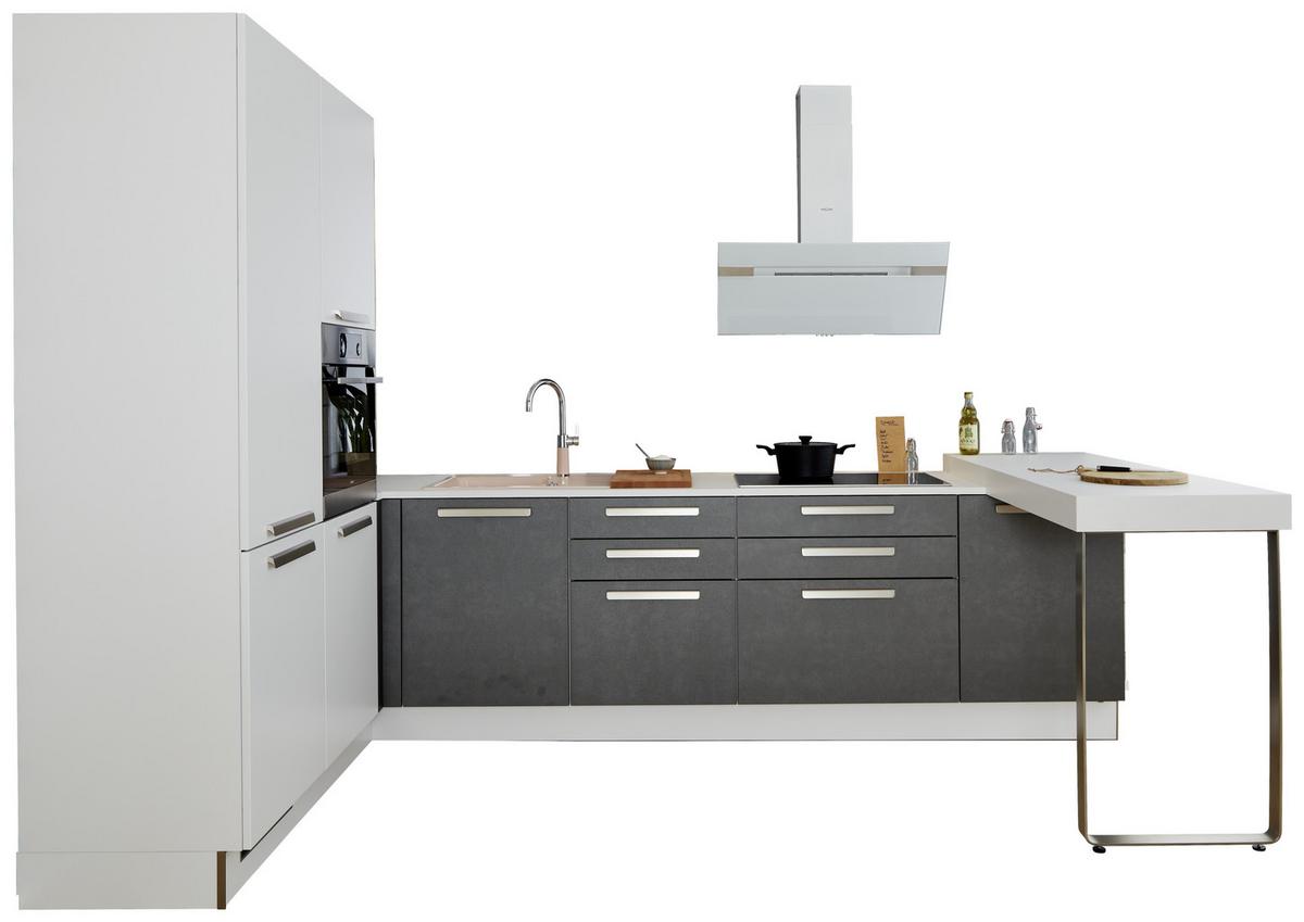 Eckküche Metal / Softlack - Weiß/Grau, MODERN, Holzwerkstoff (335/200cm) - Nolte Küchen