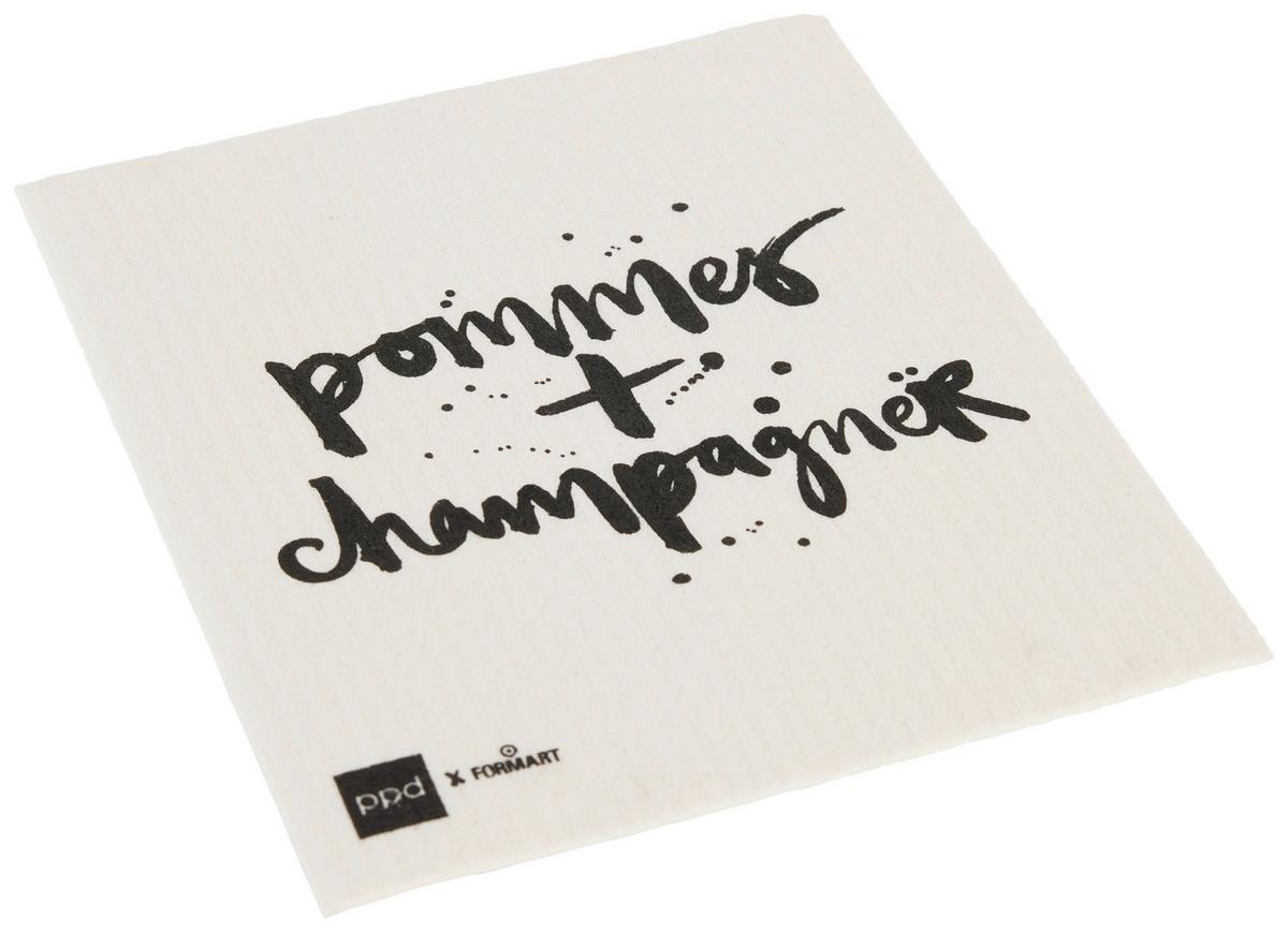 Schwammtuch Peter in Schwarz/Weiß ca. 20x17cm - Schwarz/Weiß, Textil (20/17cm)