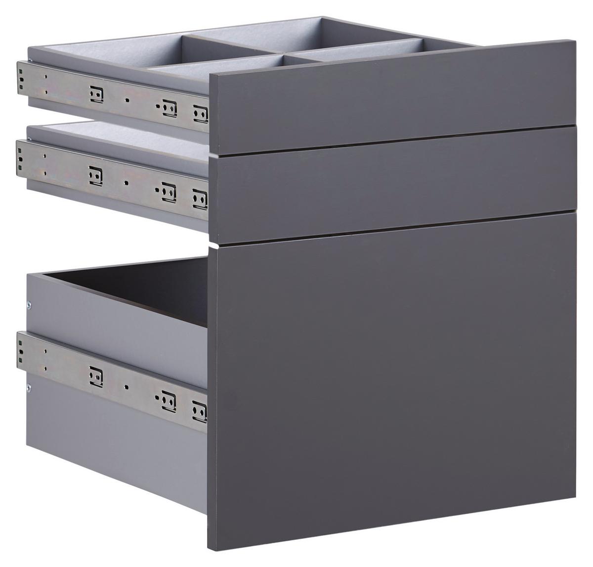 Schubladenset Unit in Anthrazit - Anthrazit, MODERN, Holzwerkstoff (45,3/50,3/47cm) - Based
