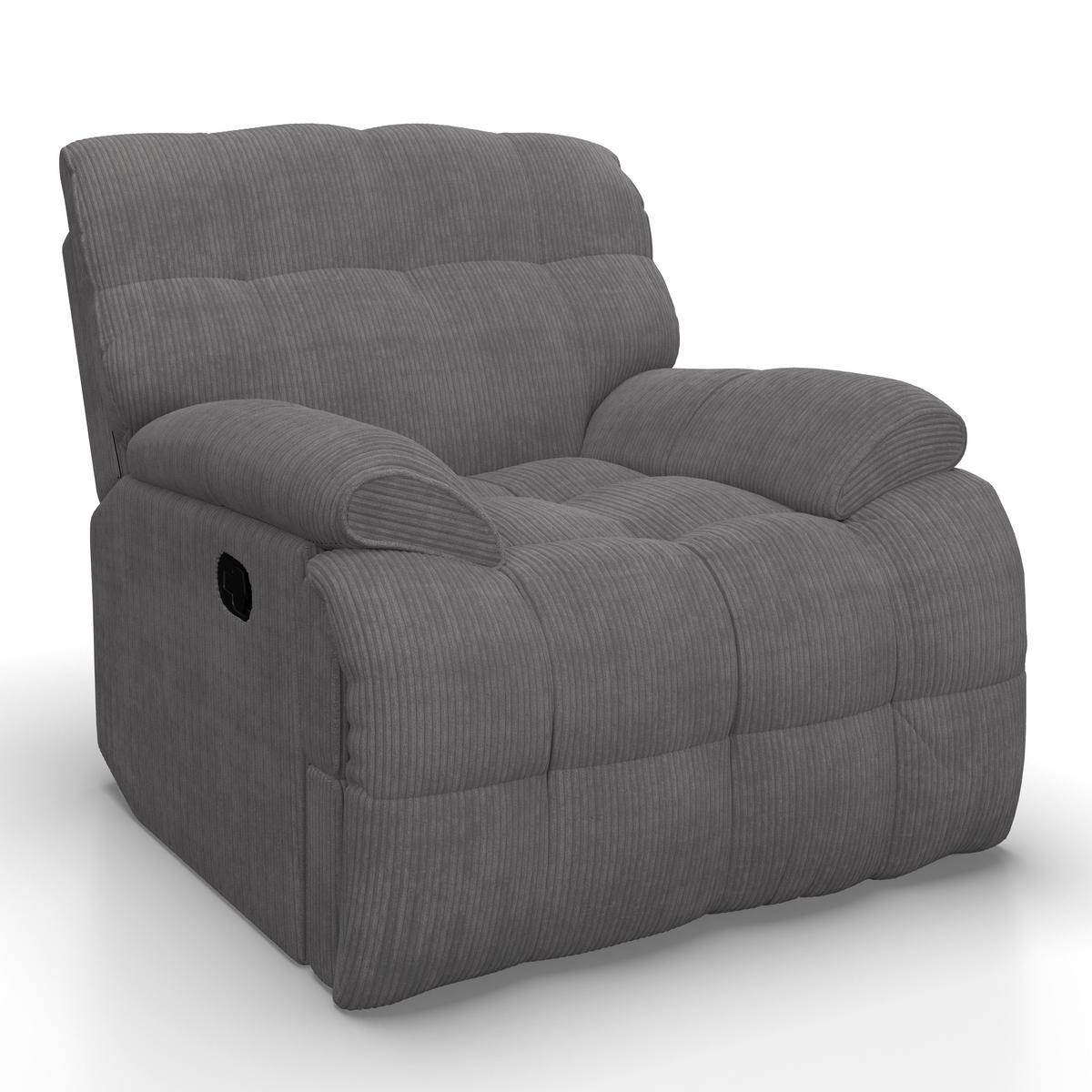 Sessel Natalie Dunkelgrau/Cord - Dunkelgrau/Schwarz, MODERN, Holz/Textil (98/94/106cm) - Bessagi Home