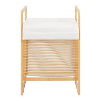 KOSZ NA PRANIE ELIJA - kremowy, Modern, drewno/tkanina (40/35/61cm) - Bessagi Home
