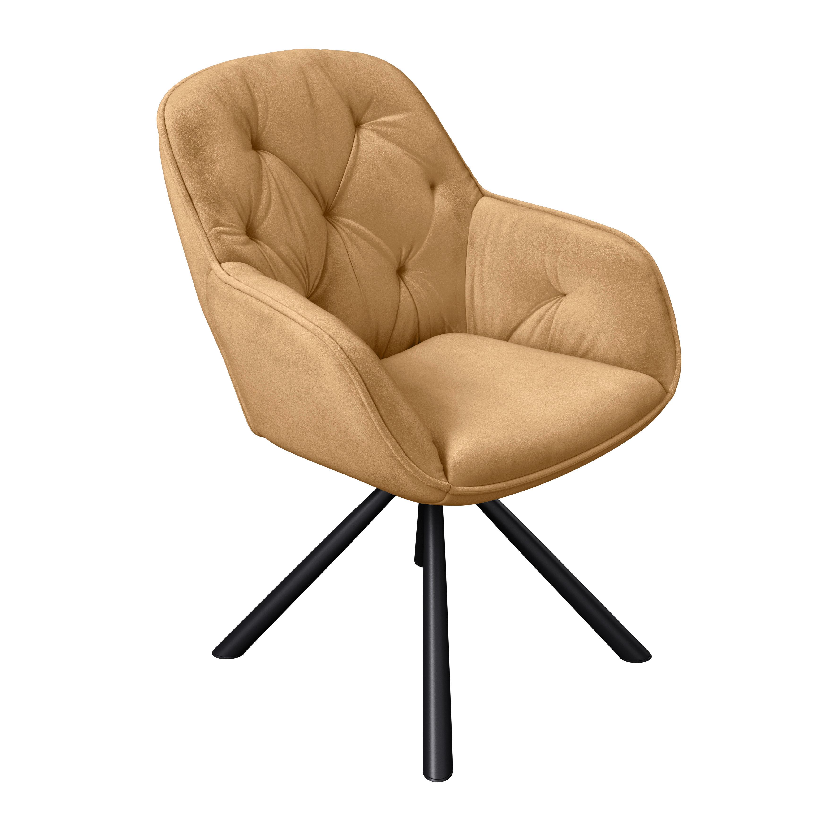 Naslanjač Silvi, Rjava, Žamet, Vrtljiv - črna/rjava, Konvencionalno, kovina/tekstil (62/85/62cm)