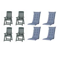 GARTENSTUHL-SET TAMPA+AUFLAGEN SET - Blau/Grün, MODERN, Kunststoff/Textil (44/111/50cm) - Gardenson